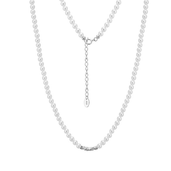 Wholesale Women's Silver Jewelry Geometric Light Luxury Minimalist Style Electroplated Necklace Bracelet Earrings With String Of Pearls Chain