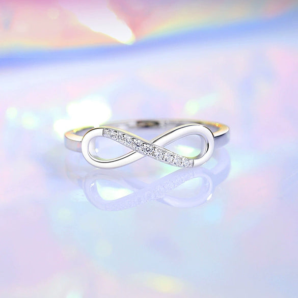 Wholesale Women's 925 Silver Jewelry Infinity Symbol Ring With Diamond And Letters Numbers Text Design