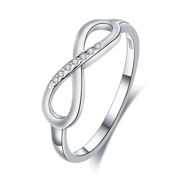 Wholesale Women's 925 Silver Jewelry Infinity Symbol Ring With Diamond And Letters Numbers Text Design