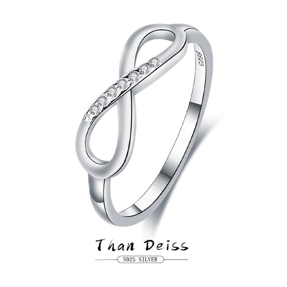 Wholesale Women's 925 Silver Jewelry Infinity Symbol Ring With Diamond And Letters Numbers Text Design
