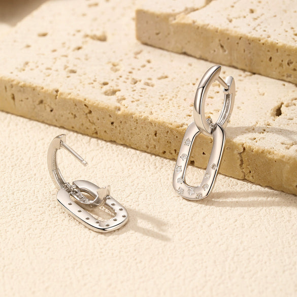Wholesale Women's 925 Silver Light Luxury Geometric Star Diamond Earrings