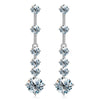 Wholesale Women's Silver 925 Long Tassel Earrings With Heart Pattern And Electroplating Moissanite Decorated