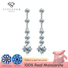 Wholesale Women's Silver 925 Long Tassel Earrings With Heart Pattern And Electroplating Moissanite Decorated