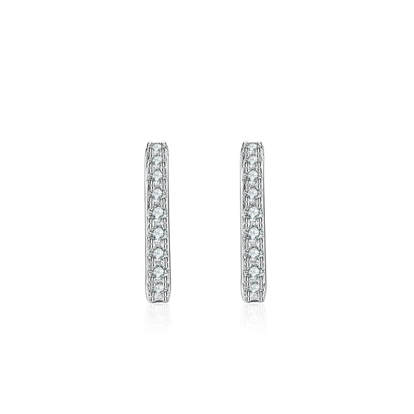 Wholesale Women's 925 Silver Moissanite Geometric Simple Style Round Earrings With Diamond Design
