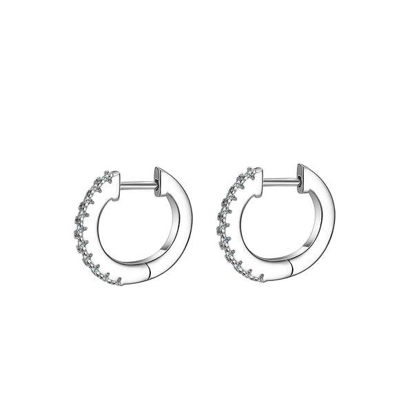 Wholesale Women's 925 Silver Moissanite Geometric Simple Style Round Earrings With Diamond Design