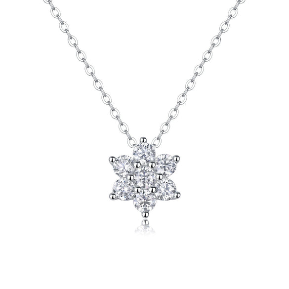 Wholesale Women's 925 Silver Moissanite Inlay Geometric Snowflake Necklace