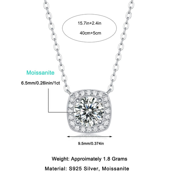 Wholesale Women's Silver 925 Moissanite Inlay Geometric Sweet Style Pendant Necklace With O Word Chain