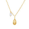 Wholesale Women's 925 Silver Natural Style Diamond Cross Chain Necklace With Pearl Shell Conch Pendant