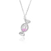 Wholesale Women's 925 Silver Necklace With Pink Diamond Candy Clavicle Chain And Square Pink Rose Gold Pendant Geometric Style
