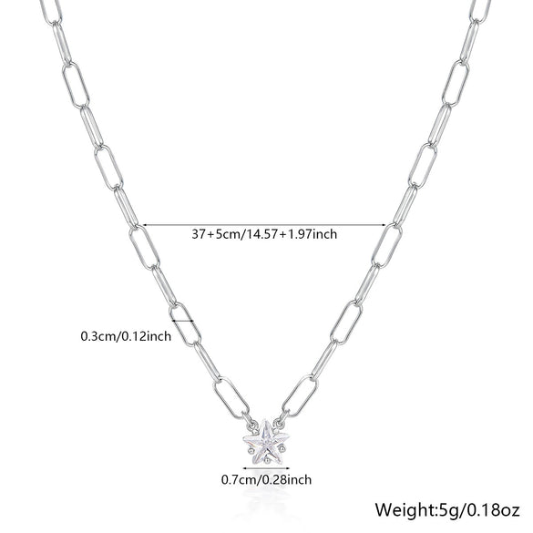 Wholesale Women's 925 Silver Necklace With Star Geometric Pattern Regular Chain And Electroplating Treatment