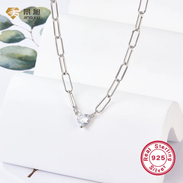 Wholesale Women's 925 Silver Necklace With Star Geometric Pattern Regular Chain And Electroplating Treatment