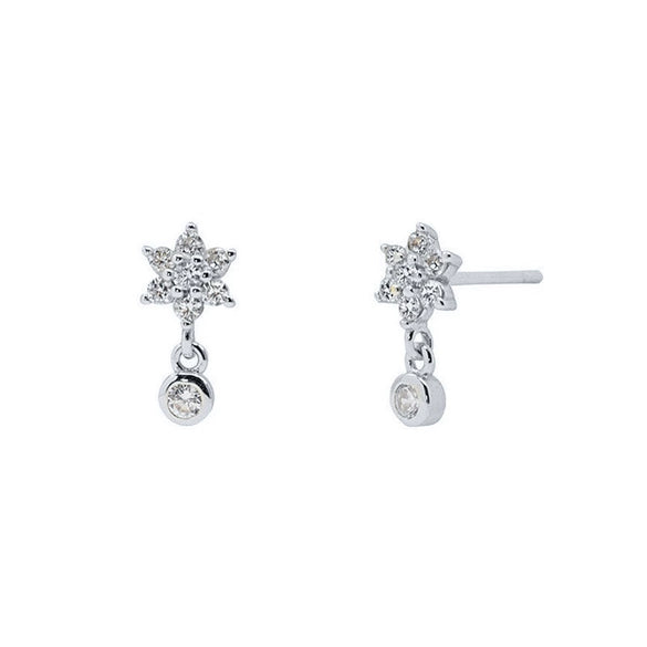 Wholesale Women's Silver Needle And Copper Earrings With Star Pattern And Electroplating Treatment