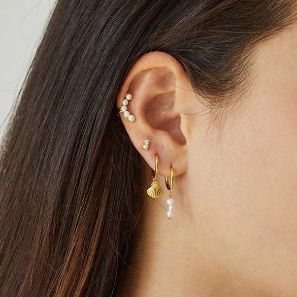 Wholesale Women's Silver Needle Copper Geometric Earrings With Electroplating And Exaggerated Texture