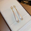 Wholesale Women's Silver Needle French Retro Water Drop Pearl Geometric Metal Electroplated Earrings