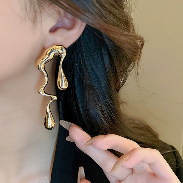 Wholesale Women's Silver Needle Hollow Flower Tassel Earrings With Real Gold Electroplating Zircon Star Pattern
