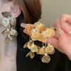 Wholesale Women's Silver Needle Hollow Flower Tassel Earrings With Real Gold Electroplating Zircon Star Pattern