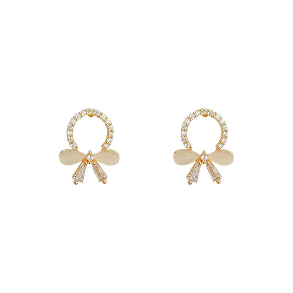 Wholesale Women's 925 Silver Needle Retro Cat's Eye Geometric Earrings With Electroplating Treatment