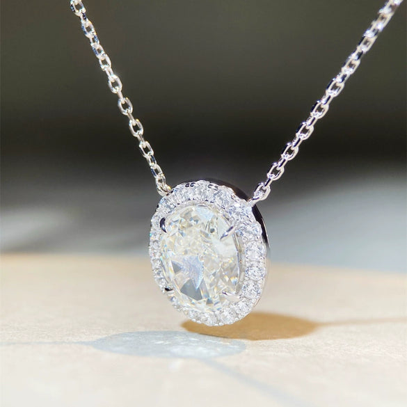 Wholesale Women's 925 Silver Pigeon Egg Shaped Clavicle Chain With Geometric Pattern And Electroplating Treatment