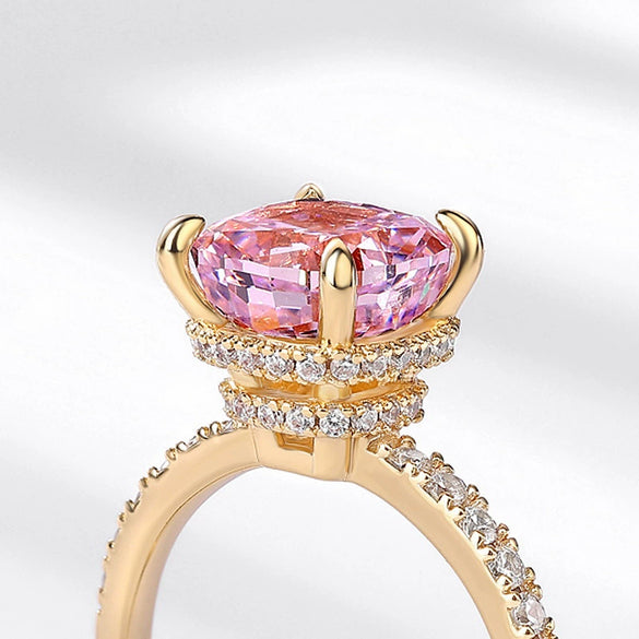 Wholesale Women's 925 Silver Ring Inlaid With High Carbon Diamond Geometric Style 18K Gold Plated