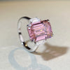 Wholesale Women's 925 Silver Ring With Emerald Cut Pink Diamond Zircon Geometric Style And Electroplating Treatment
