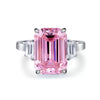 Wholesale Women's 925 Silver Ring With Emerald Cut Pink Diamond Zircon Geometric Style And Electroplating Treatment