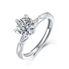Wholesale Women's 925 Silver Simple Round Moissanite Ring With Sixclaw Inlay And Geometric Pattern And Goldenplated Finish