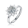 Wholesale Women's 925 Silver Simple Round Moissanite Ring With Sixclaw Inlay And Geometric Pattern And Goldenplated Finish