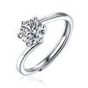 Wholesale Women's 925 Silver Simple Round Moissanite Ring With Sixclaw Inlay And Geometric Pattern And Goldenplated Finish