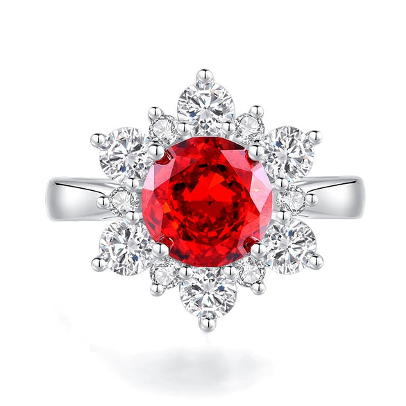 Wholesale Women's Silver 925 Snowflake And Flower Pattern Ring Set With Diamonds