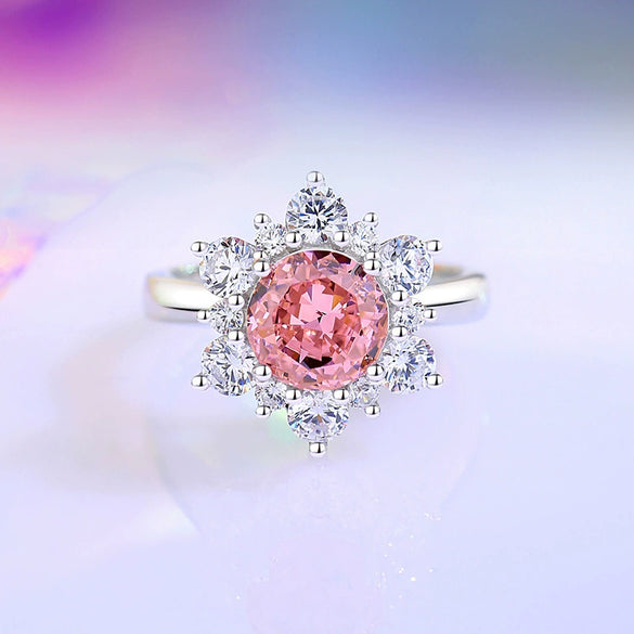 Wholesale Women's Silver 925 Snowflake And Flower Pattern Ring Set With Diamonds