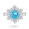 Wholesale Women's Silver 925 Snowflake And Flower Pattern Ring Set With Diamonds