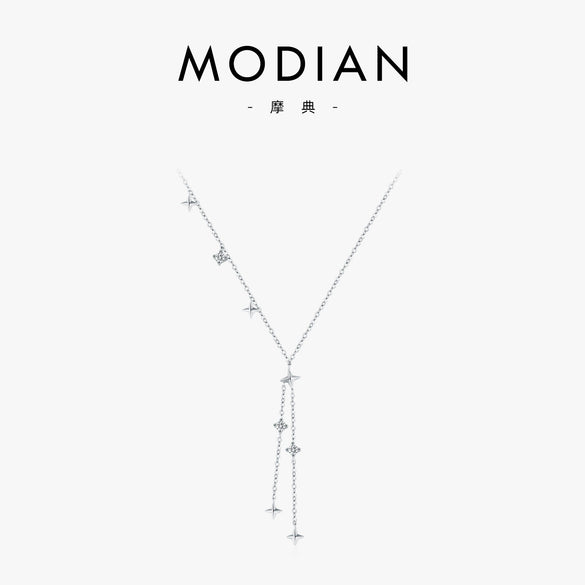 Wholesale Women's 925 Silver Star Shaped Pendant Necklace With Electroplating And Tassel Yshaped Clavicle Chain