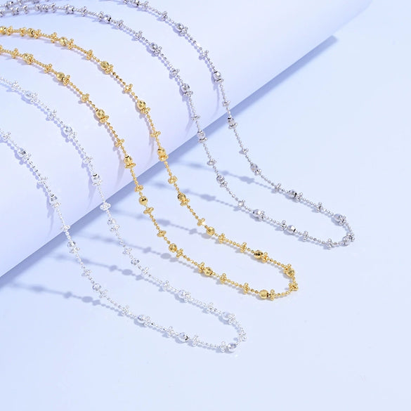 Wholesale Women's Silver 925 Sterling Car Flower Chain Necklace With Geometric U Shape And Electroplating