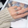 Wholesale Women's Silver 925 Sterling Geometric Style Ring Set With Gems