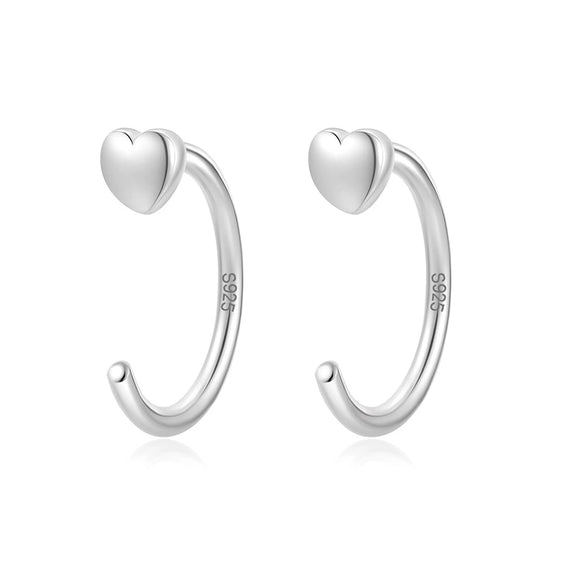 Wholesale Women's 925 Silver Sweet Love C Shaped Heart And U Shaped Electroplated Earrings