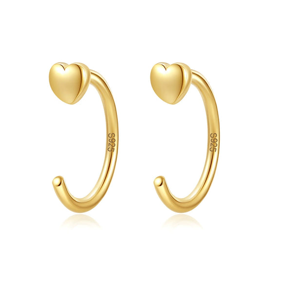 Wholesale Women's 925 Silver Sweet Love C Shaped Heart And U Shaped Electroplated Earrings
