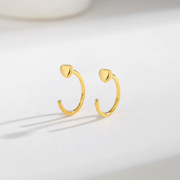 Wholesale Women's 925 Silver Sweet Love C Shaped Heart And U Shaped Electroplated Earrings