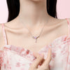 Wholesale Women's 925 Silver Tassel Knot Clavicle Chain With Pink Diamond Pendant And Geometric Design