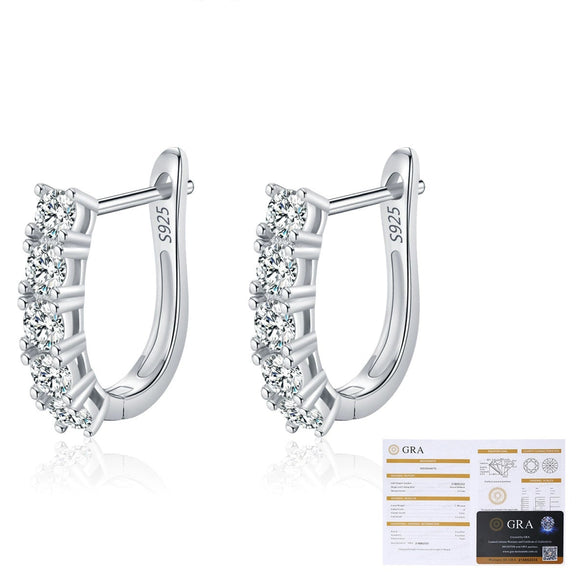 Wholesale Women's 925 Silver U Shape Fan Ear Ring With Mosan Diamond Elegant Design