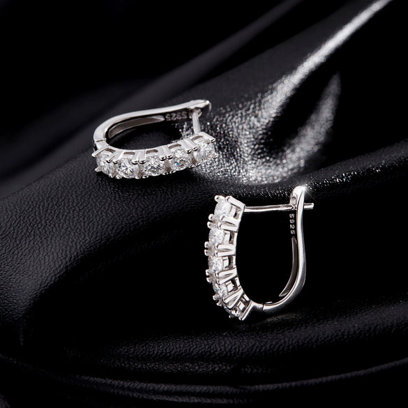 Wholesale Women's 925 Silver U Shape Fan Ear Ring With Mosan Diamond Elegant Design