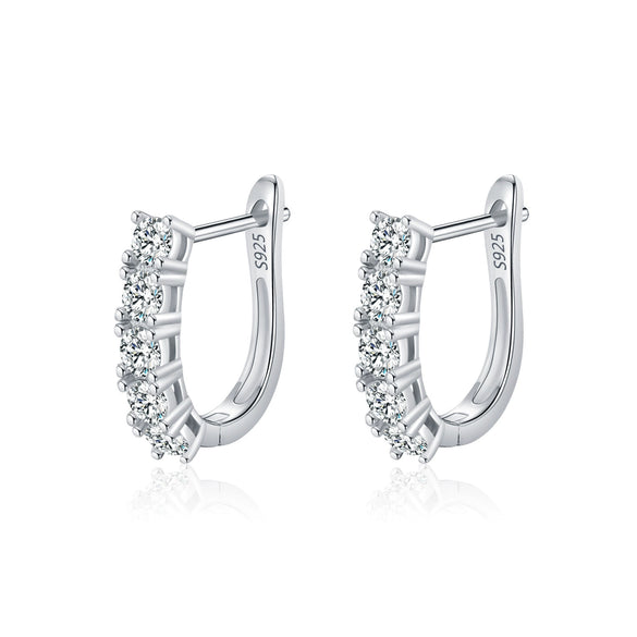 Wholesale Women's 925 Silver U Shape Fan Ear Ring With Mosan Diamond Elegant Design