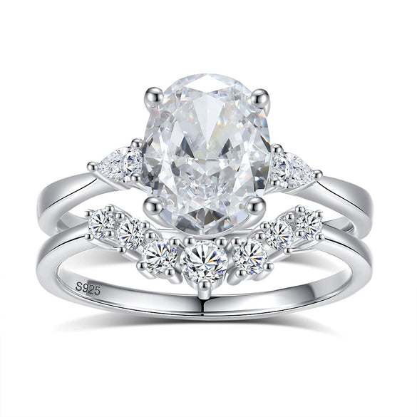 Wholesale Women's 925 Silver Ushaped Double Ring Set With Geometric Style And Electroplating Process
