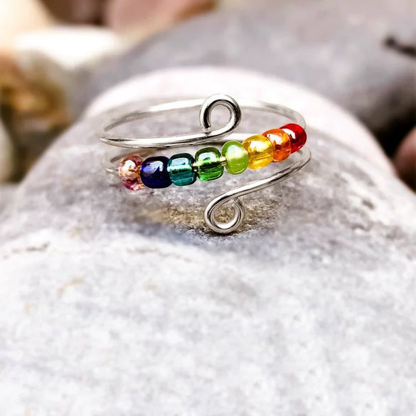 Wholesale Women's Silver Worry Ring With Geometric Pattern And Electroplating Treatment