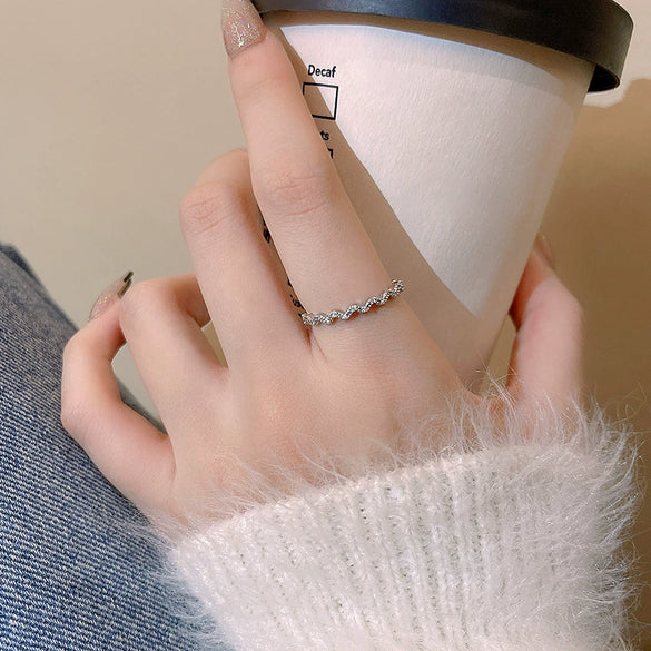 Wholesale Women's Silver Zircon Open Ring Copper Electroplating Heart Bow Geometric Shape