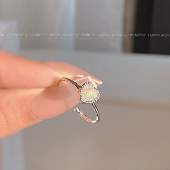 Wholesale Women's Silver Zircon Open Ring Copper Electroplating Heart Bow Geometric Shape