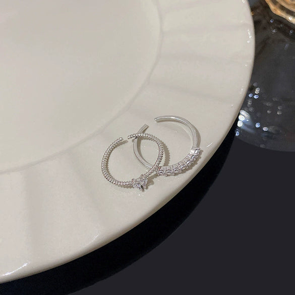 Wholesale Women's Silver Zircon Open Ring Copper Electroplating Heart Bow Geometric Shape