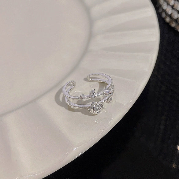 Wholesale Women's Silver Zircon Open Ring Copper Electroplating Heart Bow Geometric Shape