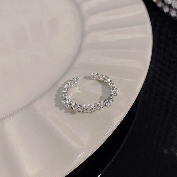 Wholesale Women's Silver Zircon Open Ring Copper Electroplating Heart Bow Geometric Shape