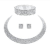 Wholesale Women's Silverplated Jewelry Set With Rhinestone Earrings Necklace And Bracelet In Love Water Drops Bell Pattern