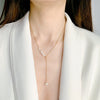 Wholesale Women's Simple Adjustable Clavicle Chain Necklace With Freshwater Pearl And Geometric Pattern Titanium Steel Accessories